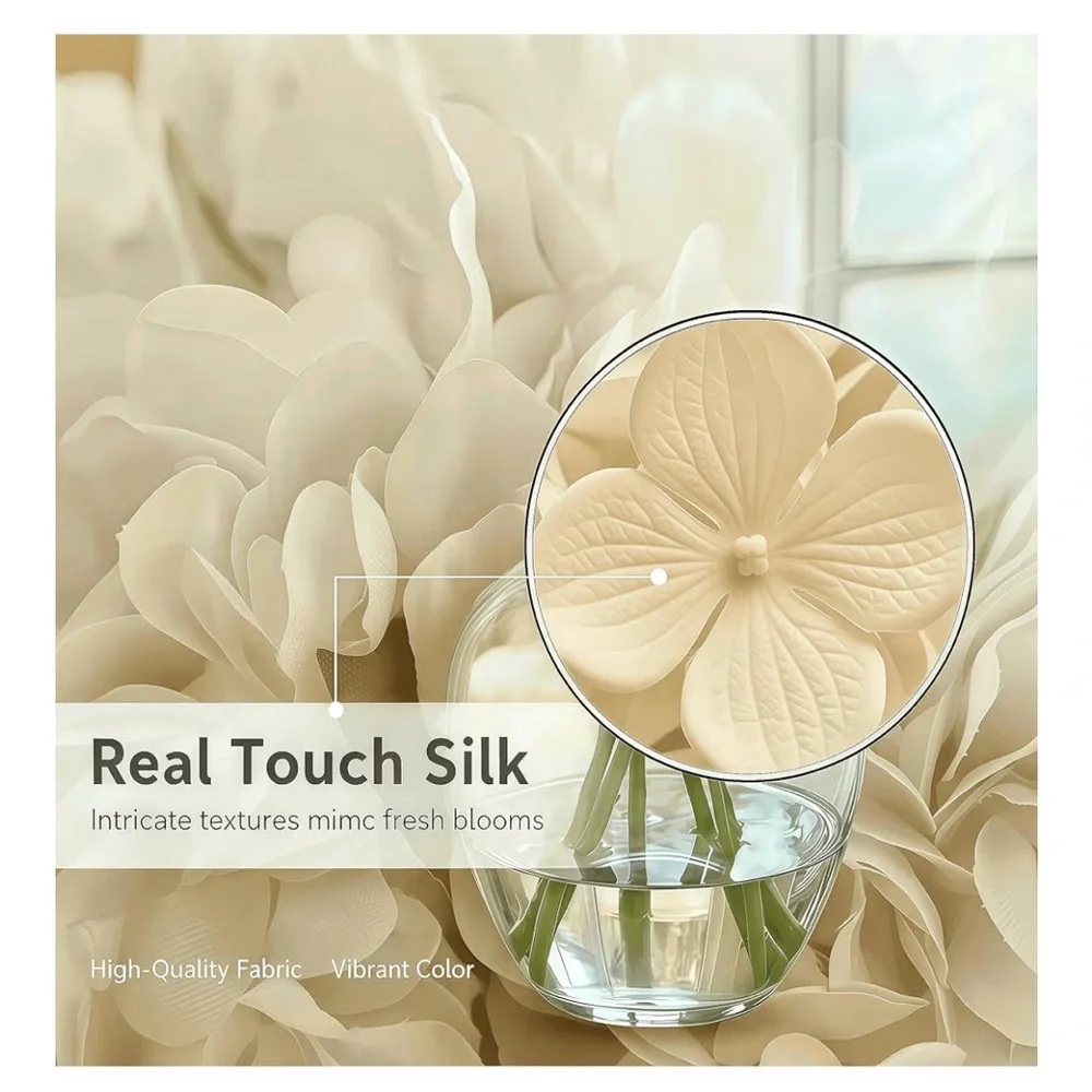 NIB Faux Hydrangeas 6 Branches Off White Wedding Centerpiece Bouquet 16.14